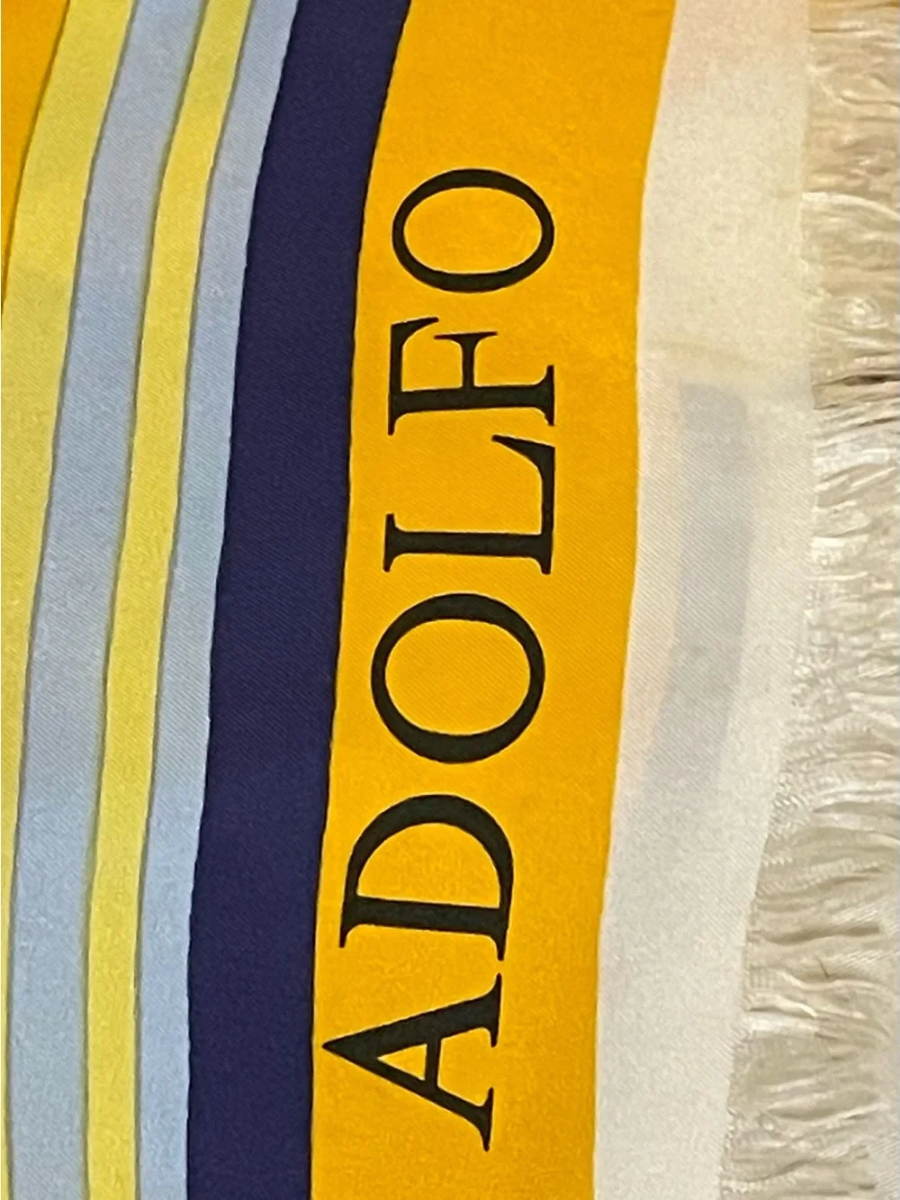 Large Vintage Adolfo Silk Scarf 23 x 53 In Very Good Condition